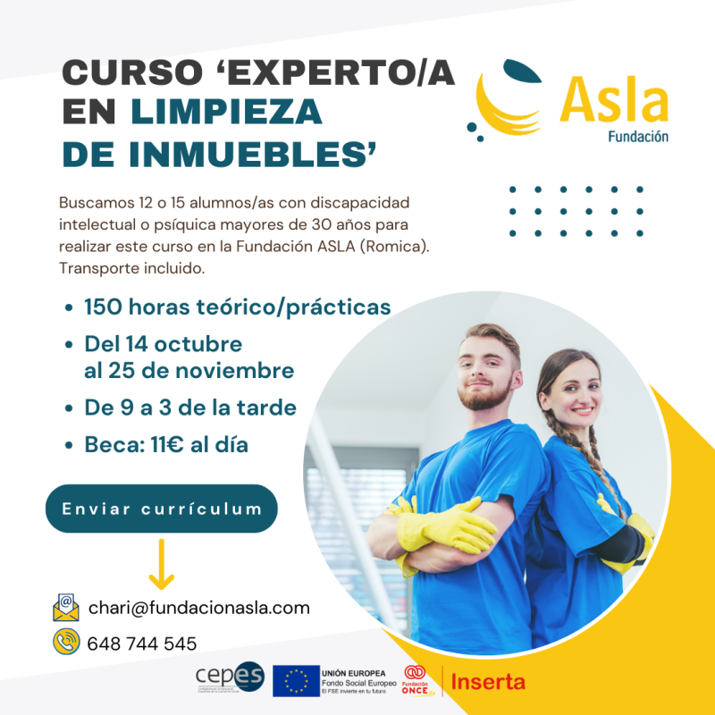 ASLA impartirá un curso de Experto en Limpieza de Inmuebles